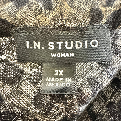 Leopard Print Cowl Neck Poncho Top With Button Details Size 2X By I.N. Studio
