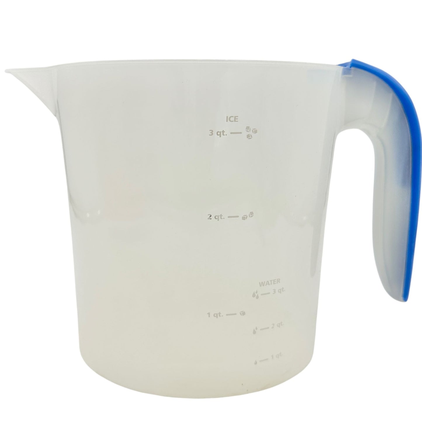 3 Qt Plastic Pitcher With Blue Handle and 3 Star-Shaped Ice Cube Trays Red White