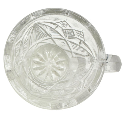 Rex Fancy Cut Punch Bowl With 7 Cups Childrens Tableware EAPG Clear Glass 4.5"H