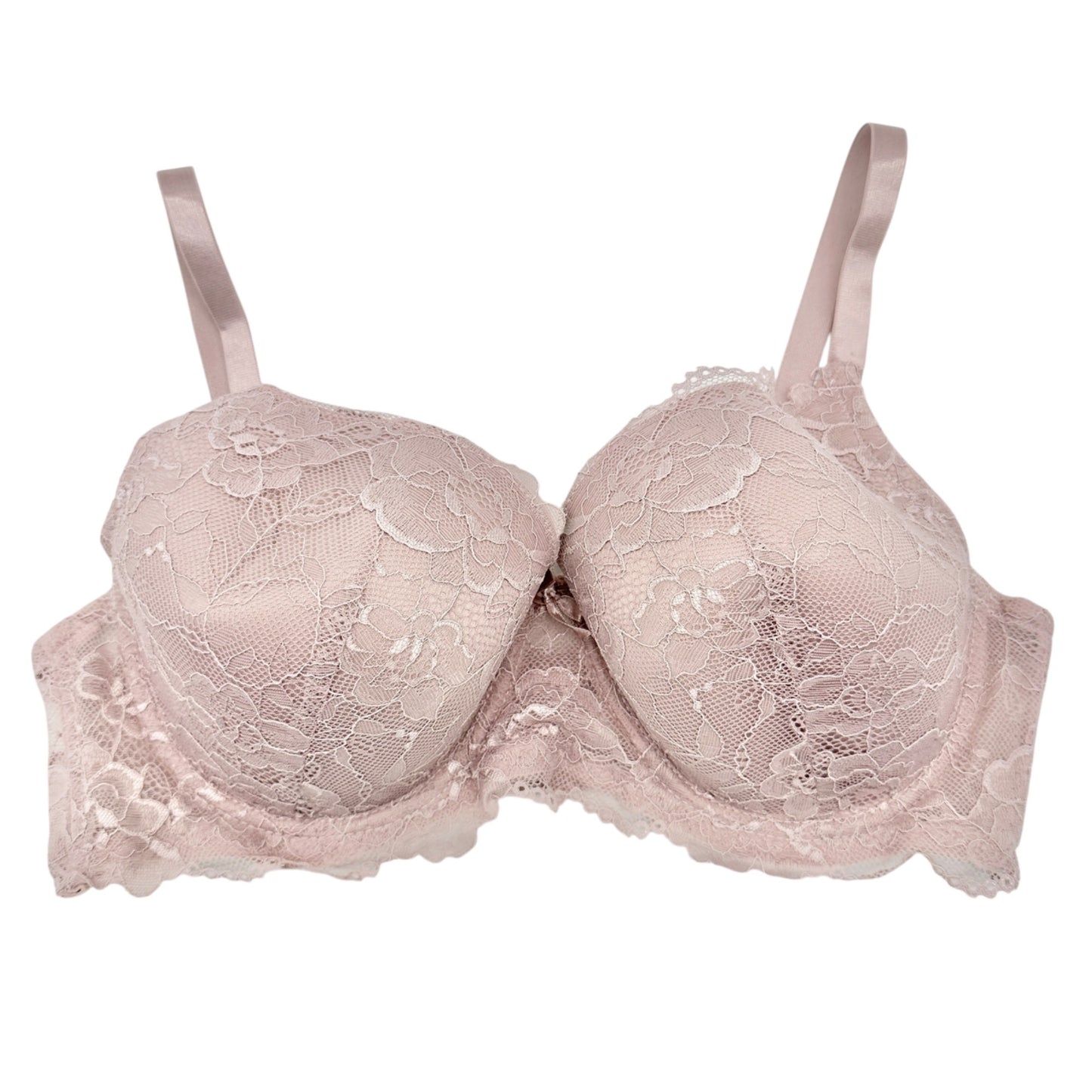 B Luxe Lace Push Up Underwire Bra 38C Padded With Adjustable Straps Blush Pink