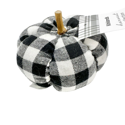 Kirkland's Harvest Collection Set 5 Pumpkins Black White Buffalo Check NWT