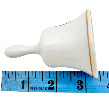 Six Flags Over Georgia Souvenir Bell White With Rainbow Design Ceramic 3.5"H