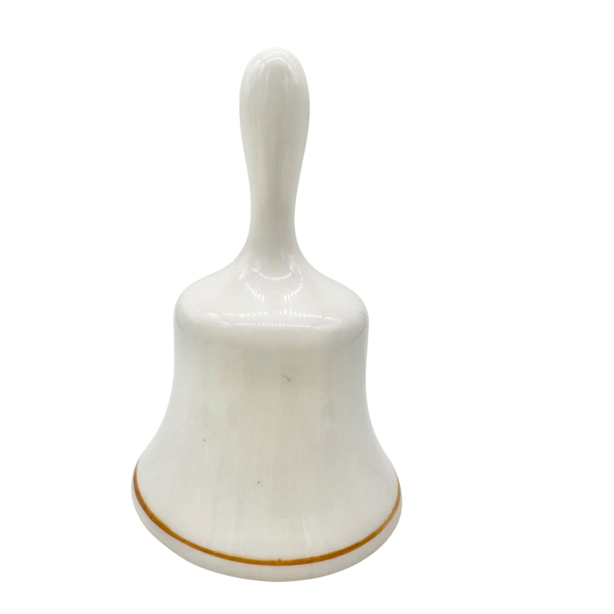Six Flags Over Georgia Souvenir Bell White With Rainbow Design Ceramic 3.5"H