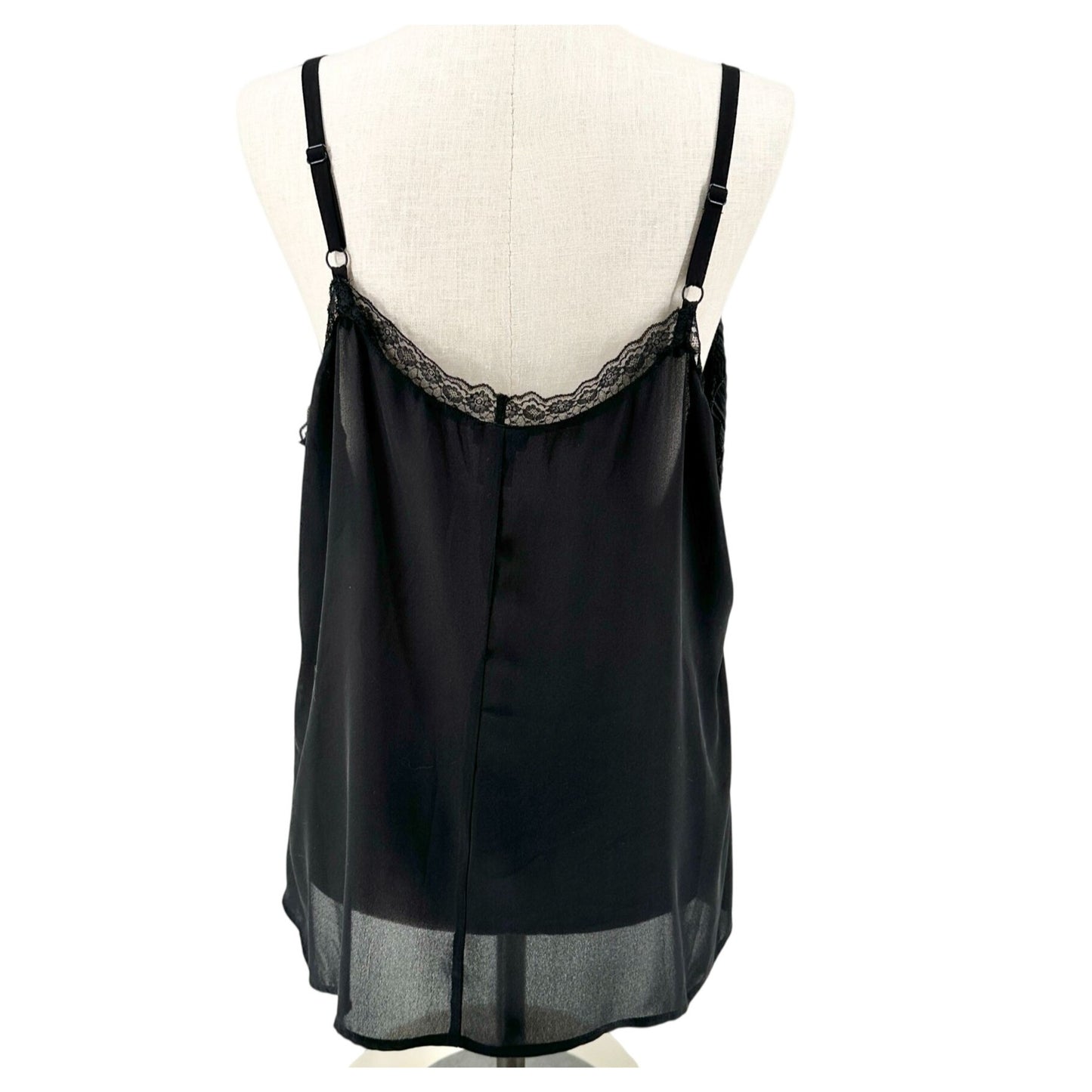 Torrid 3 Cami Top Womens 3X Black Velvet Sheer Lace Trim Adj Straps Chic Layer