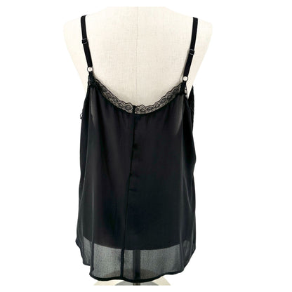 Torrid 3 Cami Top Womens 3X Black Velvet Sheer Lace Trim Adj Straps Chic Layer