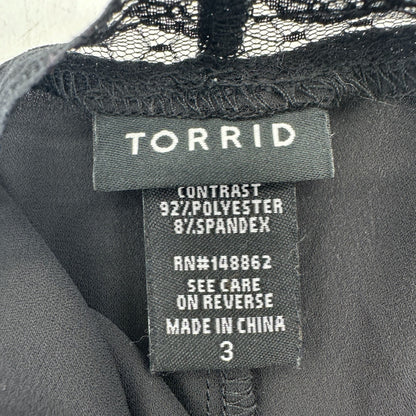Torrid 3 Cami Top Womens 3X Black Velvet Sheer Lace Trim Adj Straps Chic Layer