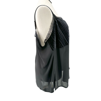 Torrid 3 Cami Top Womens 3X Black Velvet Sheer Lace Trim Adj Straps Chic Layer