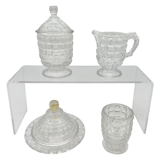 Tappan 4-Piece Clear Glass Childs Table Set TS-53 Intricate Pattern Design 2.5"H