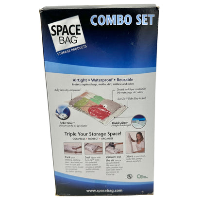 Space Bag Combo Set of 6 Vacuum Storage Bags 2 L 2 M 1 XL 1 Travel Compression