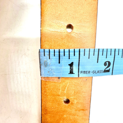 Genuine Top Grain Leather Belt Size 42 Ornate Metal Buckle Brown Silver USA Made