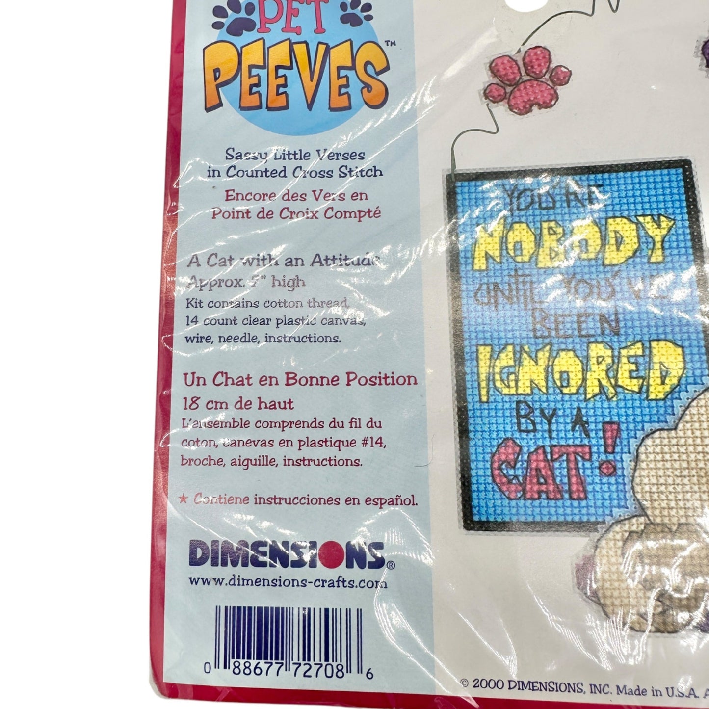 Pet Peeves Counted Cross Stitch Kit "Ignored By Cat" Design By Todd Trainer 7x5