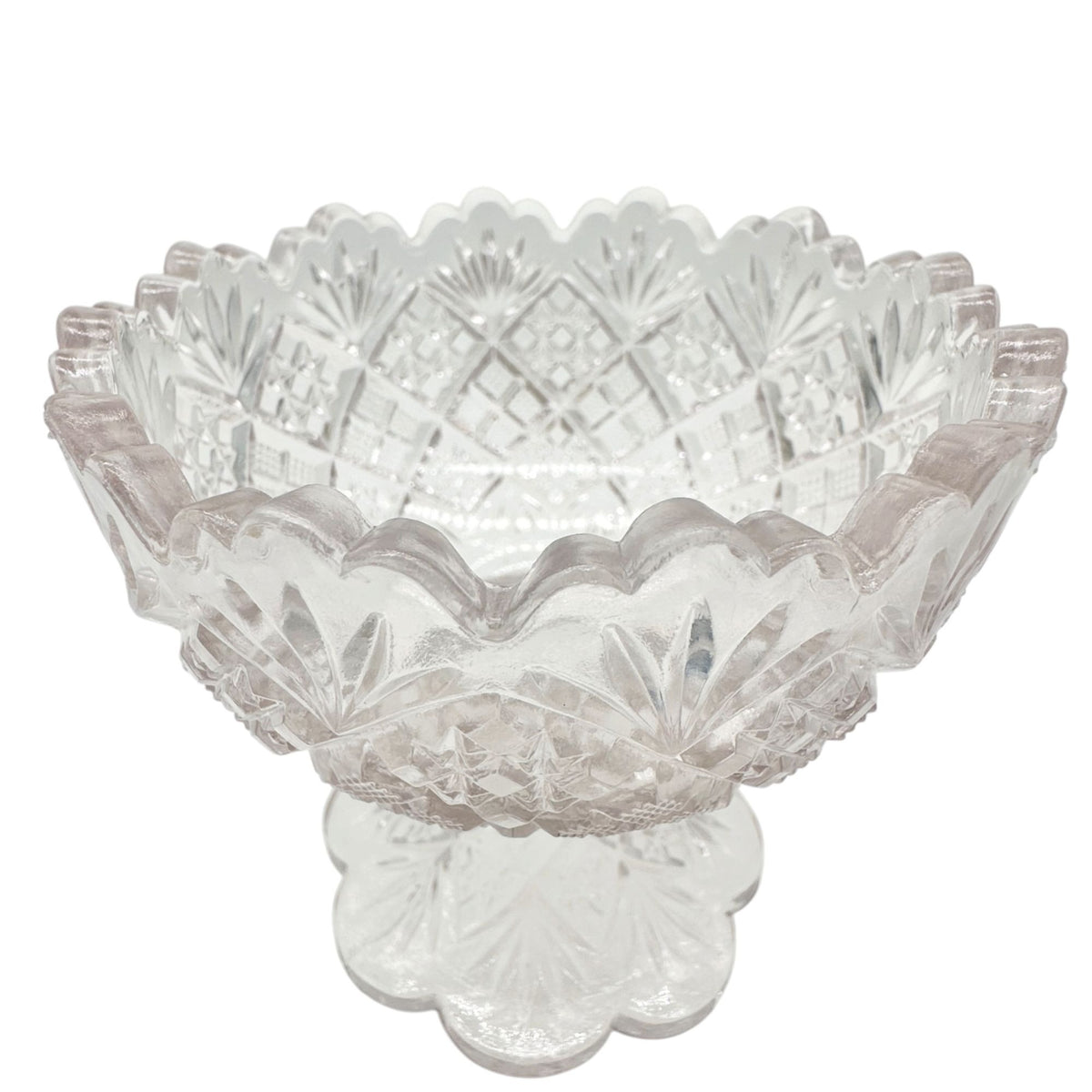 Thumbelina Flattened Diamond Punch Bowl 8 Cups Tray EAPG Childrens Tableware Set