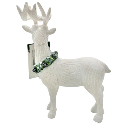 Kirklands Home Whitewashed Resin Deer Christmas Decor With Wreath Collar 7"H