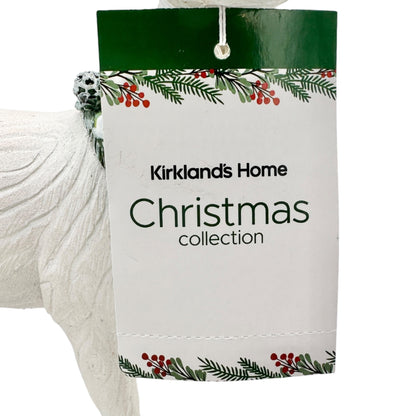 Kirklands Home Whitewashed Resin Deer Christmas Decor With Wreath Collar 7"H