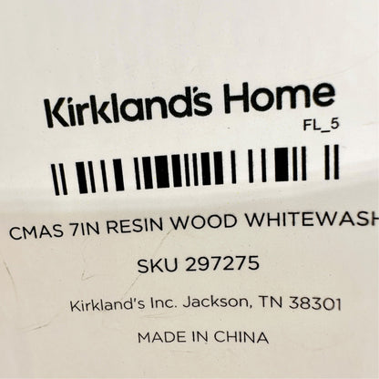 Kirklands Home Whitewashed Resin Deer Christmas Decor With Wreath Collar 7"H