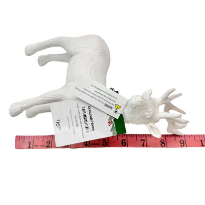 Kirklands Home Whitewashed Resin Deer Christmas Decor With Wreath Collar 7"H
