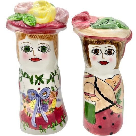 Susan Paley by Ganz Salt and Pepper Shakers Bonnie and Emma Bella Casa Ceramic
