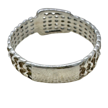 Vintage Sterling Silver 925 Buckle Design Ring Size 10 Unique Chain Style NV40