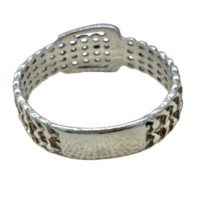 Vintage Sterling Silver 925 Buckle Design Ring Size 10 Unique Chain Style NV40