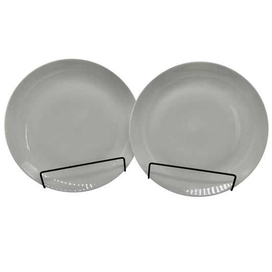 Set Of 2 White China Dinner Plates 9-Inch Diameter Classic Minimalist Design