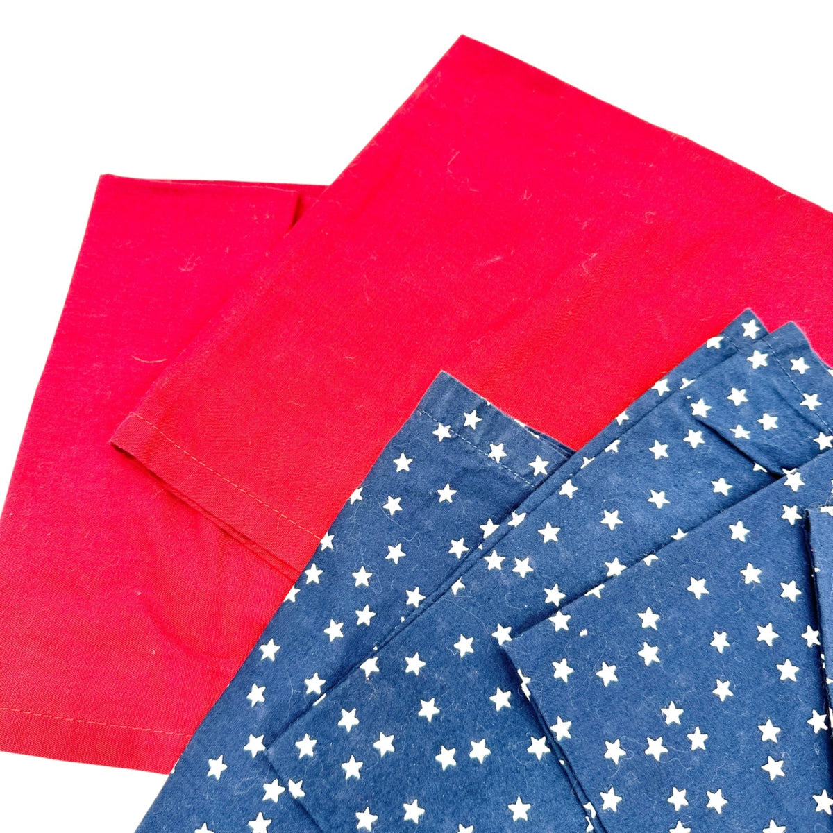 Set Of 10 Cloth Napkins Patriotic Themed FIVE Red and FIVE Blue with White Stars
