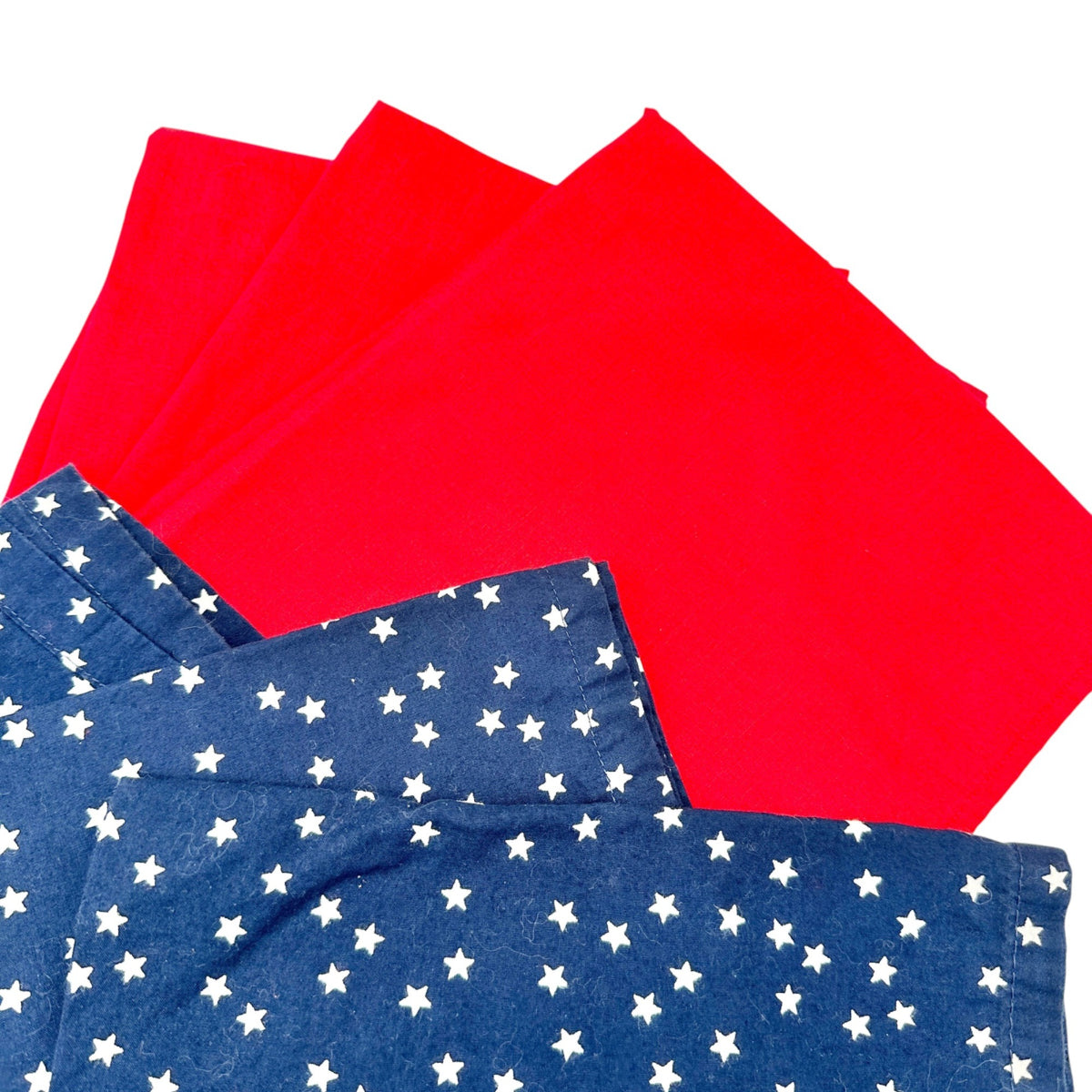 Set Of 10 Cloth Napkins Patriotic Themed FIVE Red and FIVE Blue with White Stars
