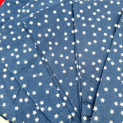 Set Of 10 Cloth Napkins Patriotic Themed FIVE Red and FIVE Blue with White Stars