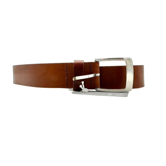 H&M Belt Mens XL Genuine Leather Brown With Silver Buckle Premium Selection