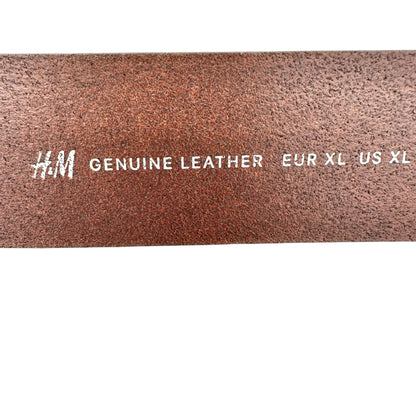 H&M Belt Mens XL Genuine Leather Brown With Silver Buckle Premium Selection