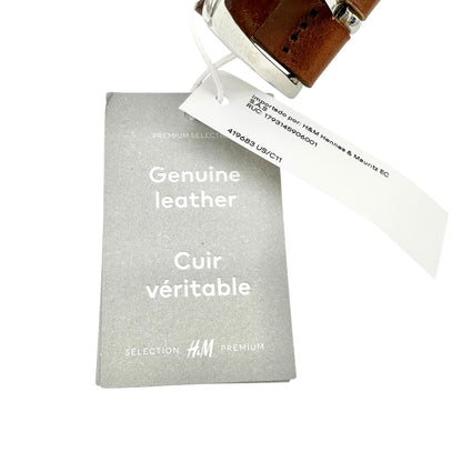 H&M Belt Mens XL Genuine Leather Brown With Silver Buckle Premium Selection