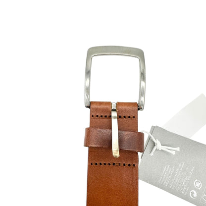 H&M Belt Mens XL Genuine Leather Brown With Silver Buckle Premium Selection