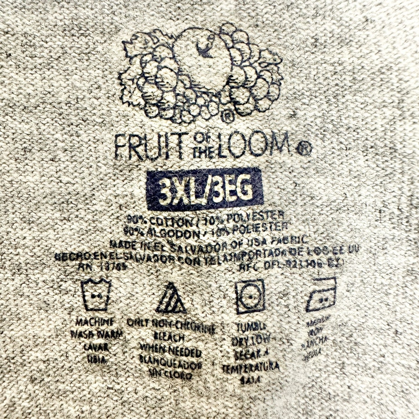 Fruit Of The Loom T-Shirt Mens 3XL Gray V-Neck Short Sleeve