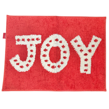 Wondershop Bath Mat Throw Rug 24x18 Holiday JOY Red White Poly Non-Slip Backing