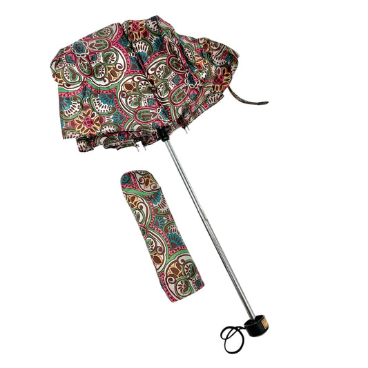 Compact Colorful Folding Umbrella With Floral Paisley Pattern & Matching Sleeve