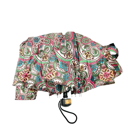 Compact Colorful Folding Umbrella With Floral Paisley Pattern & Matching Sleeve