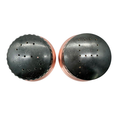 Vintage Color Craft Copper Salt & Pepper Shakers With Black Plastic Lids