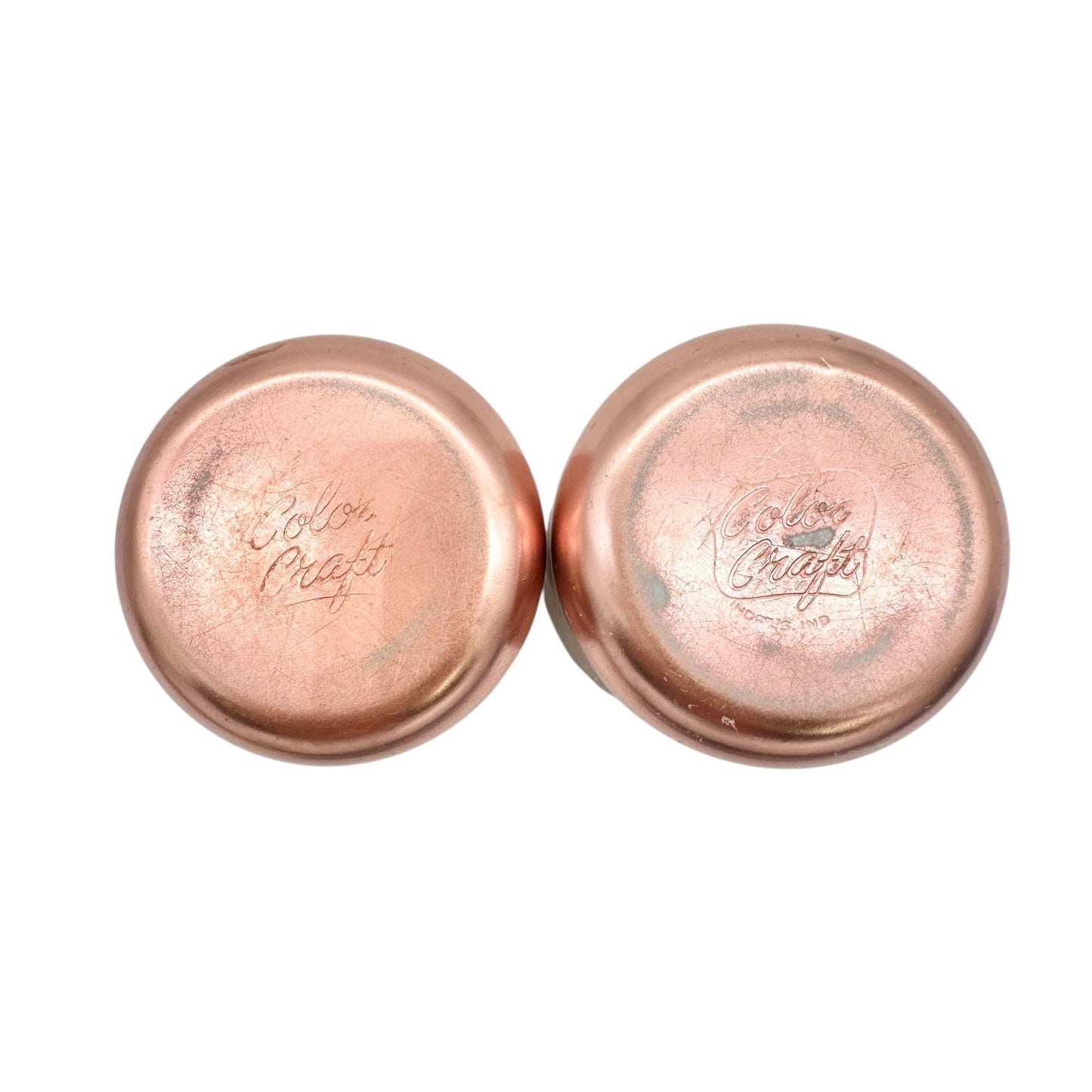 Vintage Color Craft Copper Salt & Pepper Shakers With Black Plastic Lids