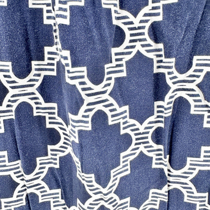 Womens 2X Top Navy White Geometric Print Crochet Sleeves by Crown & Ivy Curvy