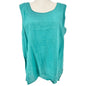 Silk Club Tank Top Womens 3X Teal Green Washable Linen Lightweight Sleeveless