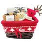 Christmas Gift Basket Set Reindeer Themed Socks Towel Plush Toy Woven Basket
