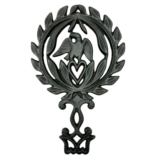 Cast Iron Wilton Trivet Eagle and Heart Design 8.5 x 5.5 Vintage Kitchen Decor