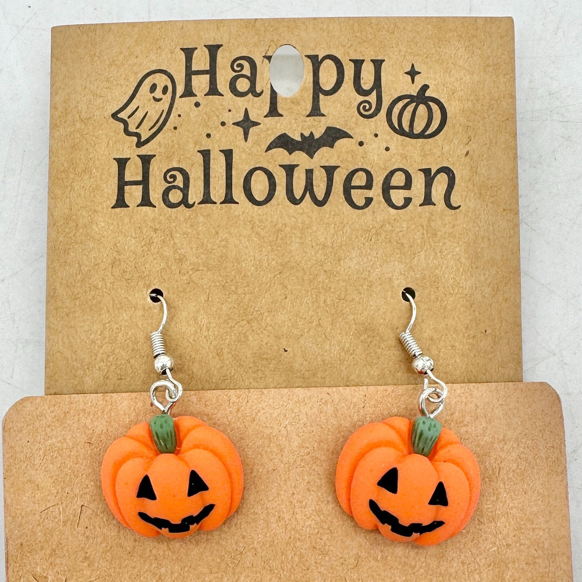 Halloween Dangle Earrings Orange Pumpkins Plastic Metal Fishhooks
