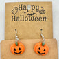 Halloween Dangle Earrings Orange Pumpkins Plastic Metal Fishhooks