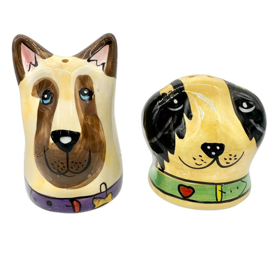 Hand-Painted Ceramic Dog Salt and Pepper Shakers Fun Collectible Tableware