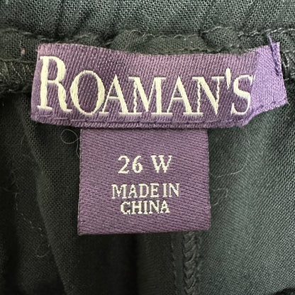 Roamans Womens Plus Size 26W Black Wide-Leg Rayon Pull On Pants Drawstring Waist