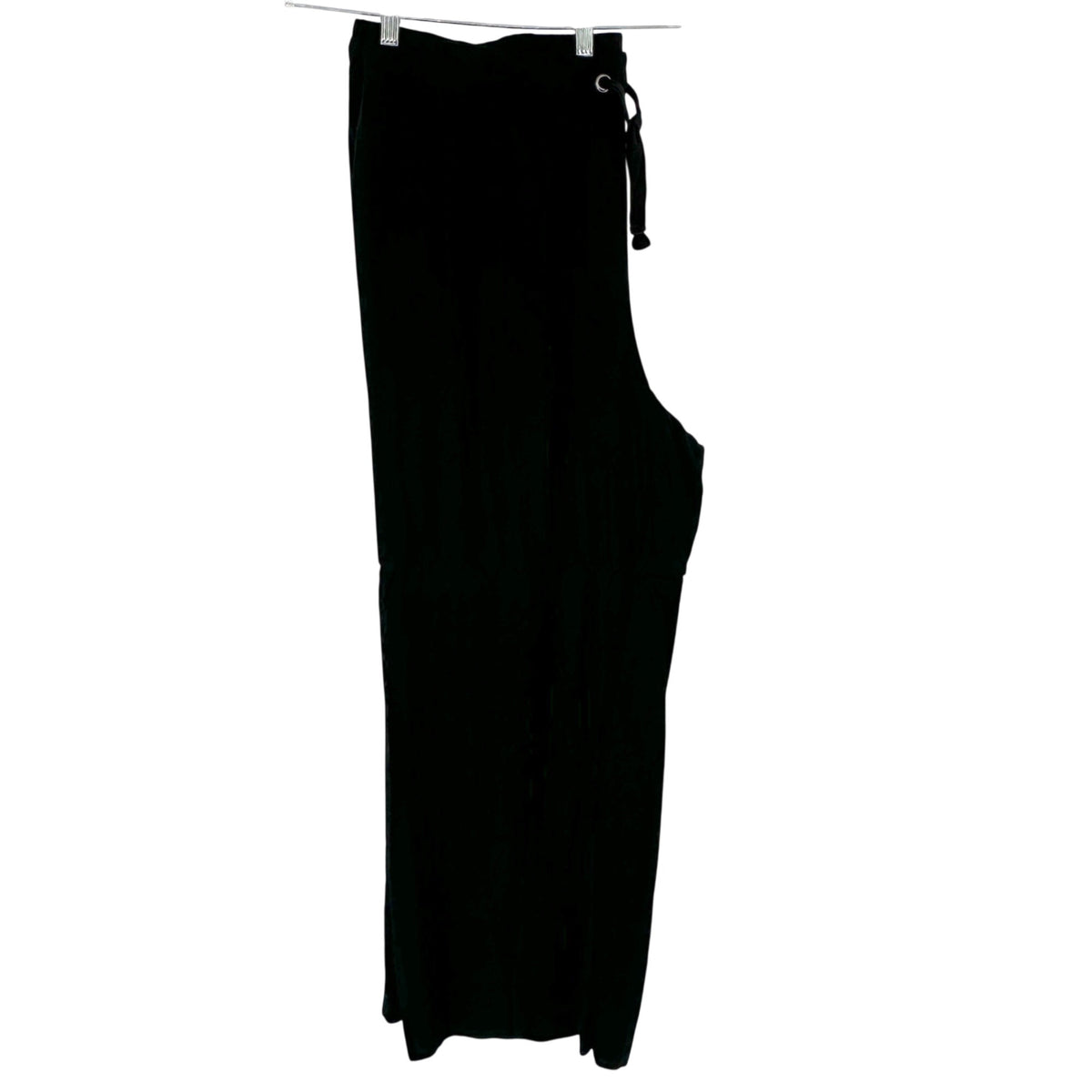 Roamans Womens Plus Size 26W Black Wide-Leg Rayon Pull On Pants Drawstring Waist