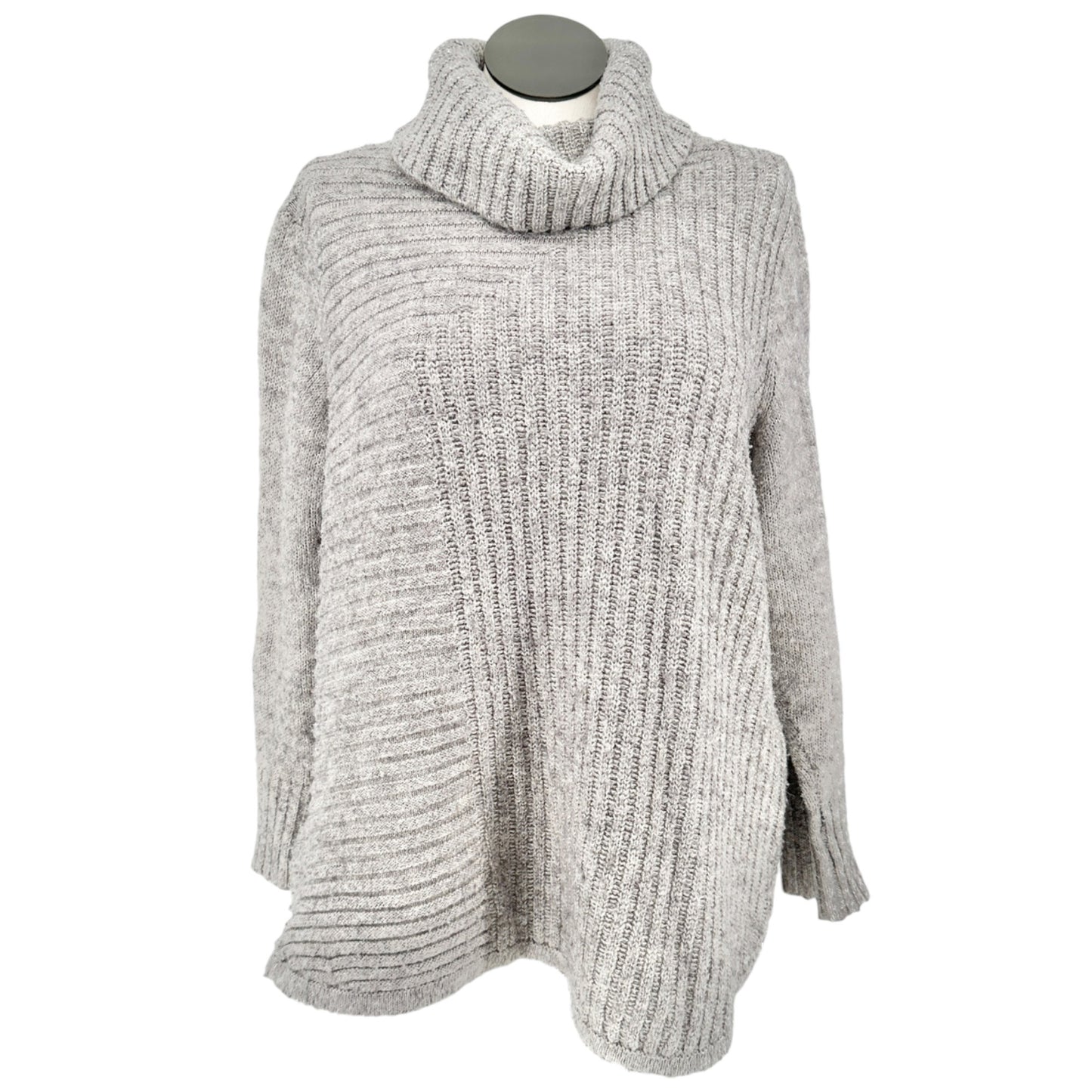db Established 1962 Cowl Neck Sweater Womens 2X with Side Zippers Light Gray LS