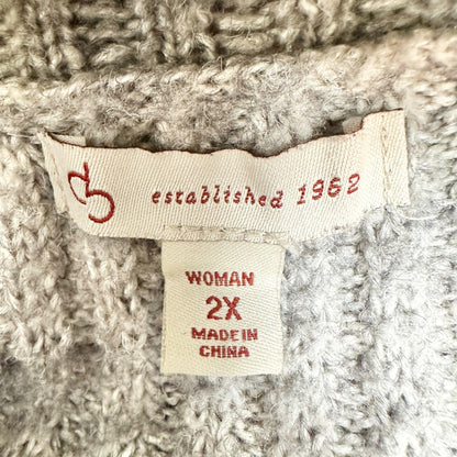 db Established 1962 Cowl Neck Sweater Womens 2X with Side Zippers Light Gray LS
