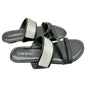 Lane Bryant Womens Black Size 9W Sandals With Metallic Silver Straps Casual Chic