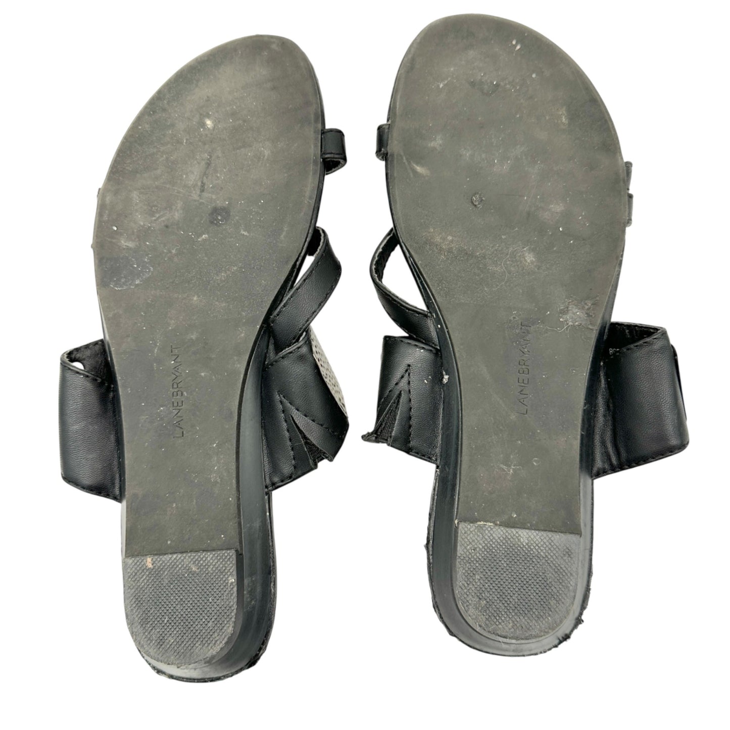 Lane Bryant Womens Black Size 9W Sandals With Metallic Silver Straps Casual Chic